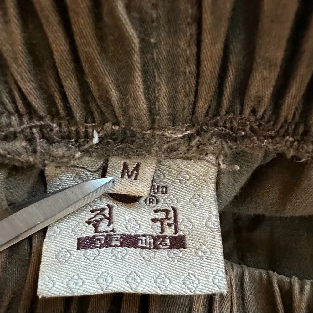 Y2K Gorpcore Utility Pants-Embroidered Patchwork Mesh Pockets-Earthy Brown-M - Picture 10 of 12